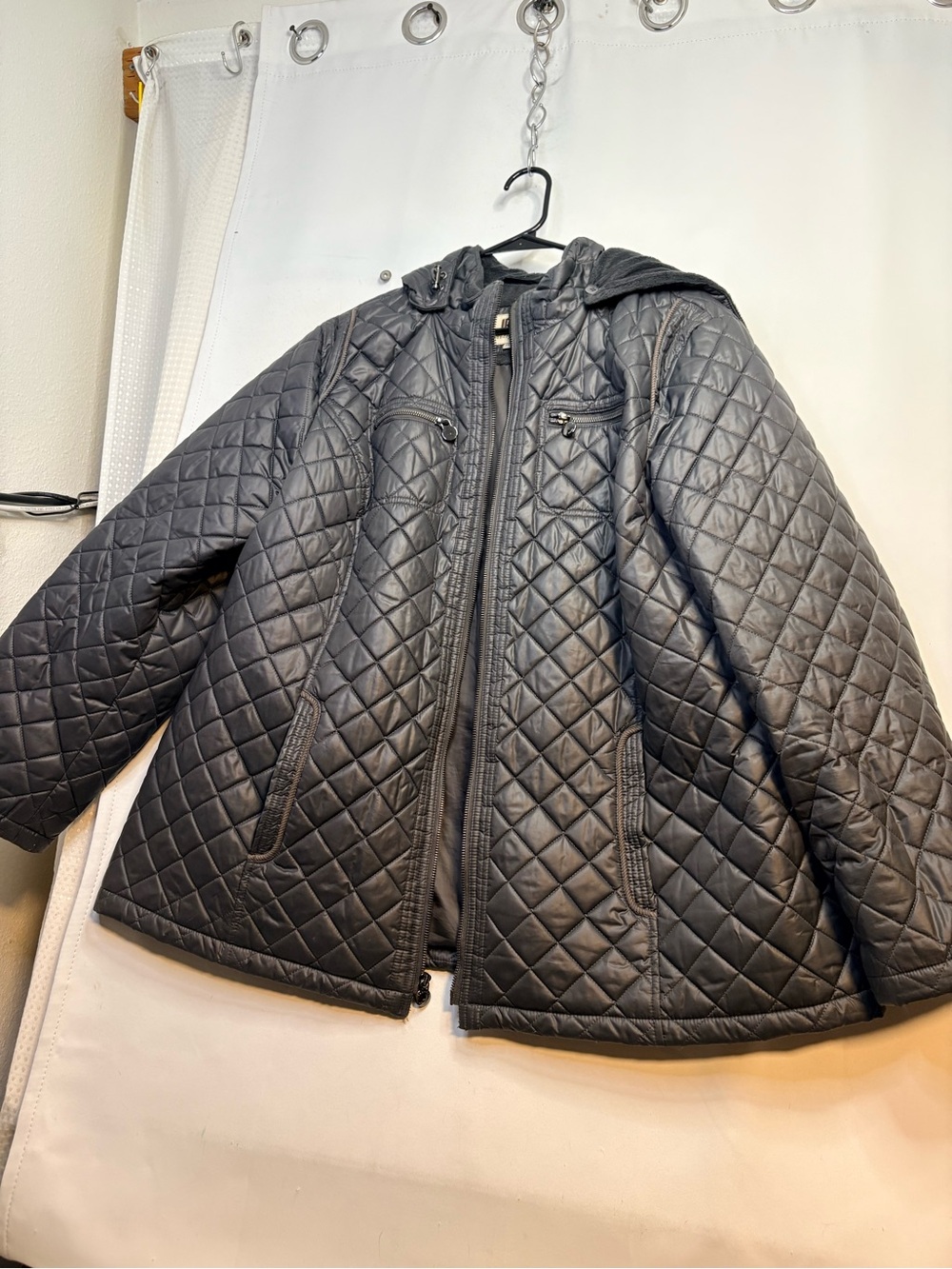Laundry by Design Charcoal/Black Quilted Coat